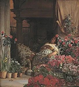 En blomstersælgerske fra Firenze by Kristian Zahrtmann