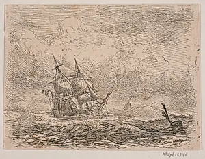 En brig i oprørt sø by Anton Melbye