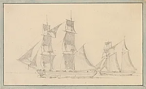 En brig og en skonnert under sejl. by C.W. Eckersberg