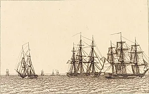 En brig sejlende. Illustration til "Linearperspectiven", Tavle IXb by C.W. Eckersberg