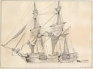 En brig tørrer sejl by C.W. Eckersberg