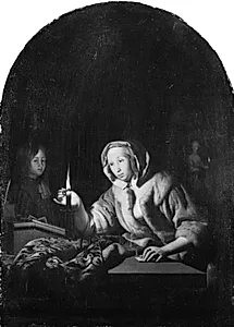 En dame forsegler et brev