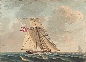 En dansk cutter seilende tæt under vinden by Niels Truslew