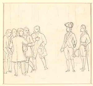 En deputation af bønder takker kongen for stavnsbåndets løsning i 1788 by C.W. Eckersberg
