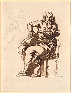 En digter, der griber i luttens strenge. by Nicolai Abildgaard