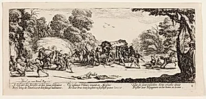 En diligence angribes by Jacques Callot