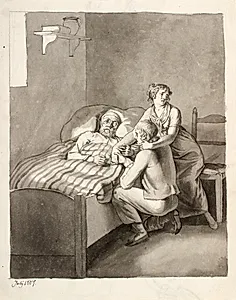 En døende fader forener et ungt par by C.W. Eckersberg