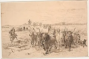 En drift okser i den romerske campagne by Theodor Philipsen