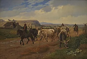 En drift okser i Den romerske Campagne by Johan Thomas Lundbye