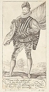 En fanebærer, vendt mod venstre by Hendrick Goltzius