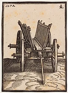 En firehjulet, åben vogn by Melchior Lorck