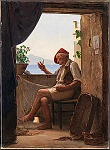 En fisker på en loggia by Carl Bloch