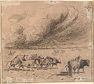 En flok tyregale køer på Saltholm by Theodor Philipsen