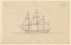 En fregat. by C.W. Eckersberg