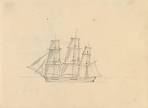 En fuldrigger under sejl. by C.W. Eckersberg