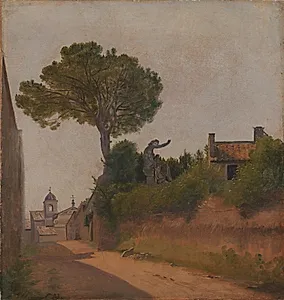 En gade i Rom. Vicolo Sterrato by Constantin Hansen