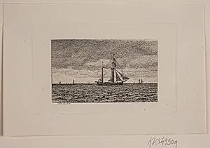 En galease for fuld sejl by Vilhelm Kyhn