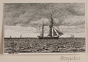 En galease for fuld sejl by Vilhelm Kyhn