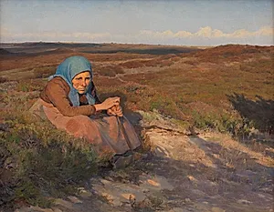 En gammel kone "Bette Dorte" på heden