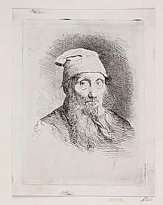 En gammel mand med hue. Brystbillede by Carl Bloch