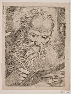 En gammel Mand skriver i en Bog by W.A. Müller
