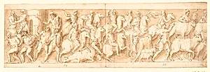 En germansk landsby ødelægges; de flygtende germanere forfølges; kvinder og dyr føres bort by Giovanni Guerra