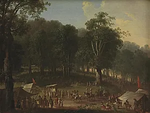 En gøglertrup ankommer til Dyrehavsbakken by C.A. Lorentzen