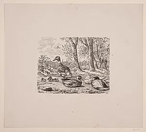 En gruppe ænder i Gæa, Æsthetisk Aarbog, 1845 by Andreas Flinch
