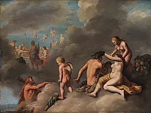 En gudeforsamling by Cornelis van Poelenburch