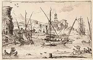 En havn by Adriaen van der Kabel