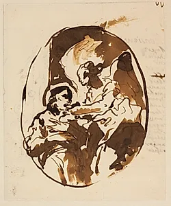 En helgen modtager nadveren by Giovanni Domenico Tiepolo
