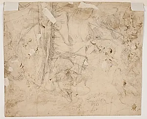 En helgens apoteose. Alternativt studie til samme helgen som på tegningens forside by Giovanni Antonio Pellegrini