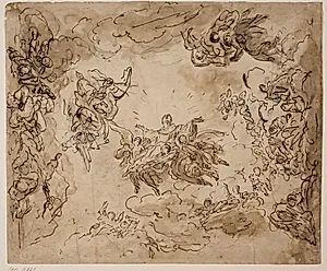 En helgens apoteose by Giovanni Antonio Pellegrini
