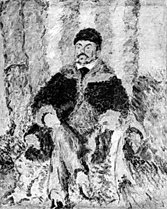 En herre i pels (kunstnerens fader) by Harald Giersing