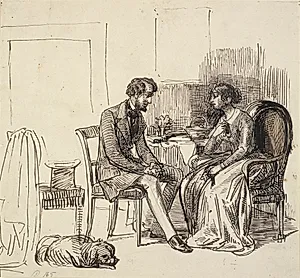 En herre på visit hos en yngre dame by Wilhelm Marstrand