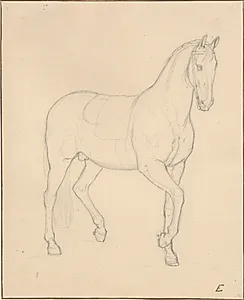 En hest i skridtbevægelse mod højre. by C.W. Eckersberg