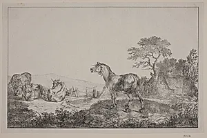 En hest og tre køer by Christian David Gebauer