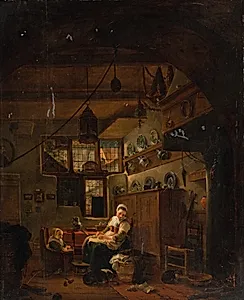 En hollandsk bondestue by Thomas Wijck