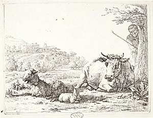 En hyrde bag et træ by Karel Du Jardin
