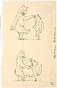 En isbjørn og en ræv, der danser sammen by Lorenz Frølich