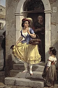 En italienerinde går til karneval by Wilhelm Marstrand
