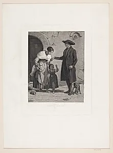 En italiensk kone der kysser præstens hånd by Edvard Sonne