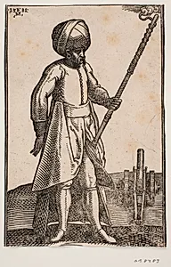 En kanoner ved sin kanon, i et åbent landskab by Melchior Lorck