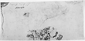 En kavalerist (overskåren), to fragmenter af figurstudier by Ubekendt