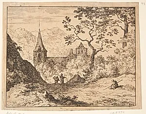 En kirke i en dal by Allaert van Everdingen