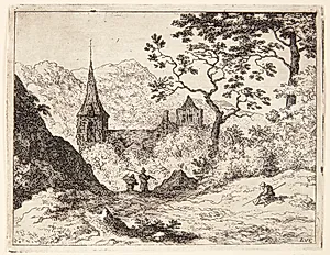 En kirke i en dal by Allaert van Everdingen
