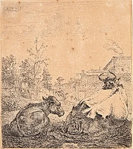En ko og en kalv by Karel Du Jardin