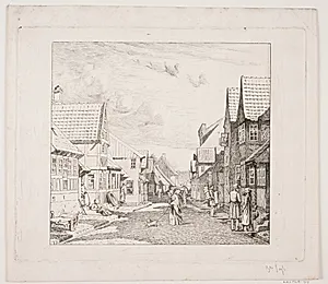 En købstadsgade by Pietro Købke Krohn