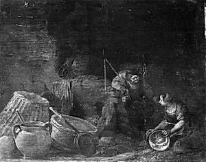 En køkkenpige under arbejdet by Herman Saftleven