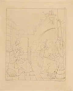 En køkkenscene by Erling Eckersberg